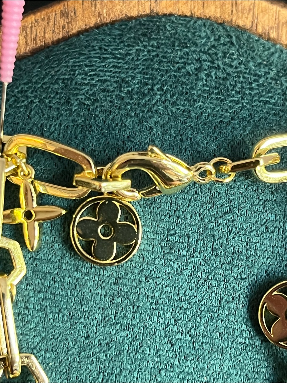 Upcycled L*V inspired charm bracelet and earrings-GORGEOUS - Picture 4 of 6